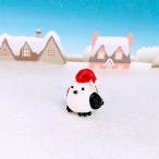 ガラス細工　シマエナガサンタ（黒）ミニチュア　雑貨　置物　小物　鳥　クリスマス　