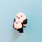 ガラス細工　シマエナガ親子マグネット（黒）ミニチュア　雑貨　置物　小物