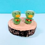 ガラス細工　カッパ切り株ペア　ミニチュア