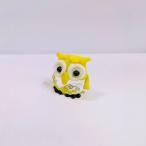 ガラス細工　キラキラふくろう（S)　黄　ミニチュア　置物　梟