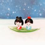 ガラス細工　織姫と彦星（笹舟付）七夕　ミニチュア　雑貨　置物　小物