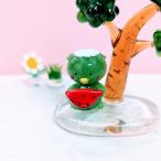 ガラス細工　カッパとスイカ　ミニチュア　雑貨　置物　小物　河童