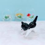 ガラス細工　ネコのび（S)　ハチワレ　ミニチュア　置物　雑貨　猫