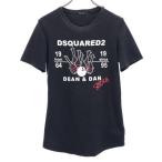 ディースクエアード 半袖 Tシャツ L ブラック系 DSQUARED2 ロゴ レディース 古着 220615 メール便可 【PD】