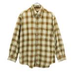 ティンバーランド チェック 長袖 ネルシャツ M ベージュ系 Timberland ボタンダウン BD メンズ 古着 200918