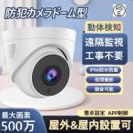 防犯カメラ ドーム型 500万画素 ワイヤレス 屋外 屋内 首振リ 監視カメラ IPカメラ2.4GH Wi-Fi ネットワーク ネット環境なし 工事不要 家庭用 業務用 店舗用