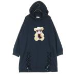 LIZ LISA Liz Lisa Bear принт плетеный вверх длинный рукав с капюшоном большой размер длинный длина тренировочный Parker черный женский б/у одежда б/у 
