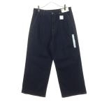  не использовался GU GU хлопок широкий tuck Denim брюки XXL темно-синий большой размер женский б/у одежда б/у 