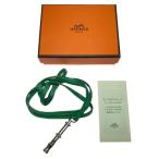 ** HERMES Hermes ультразвук свисток серебряный x зеленый собака свисток собака дудка немного царапина . загрязнения есть 