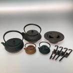 ◎◎ 南部鉄器 まとめ 鉄瓶 急須 灰皿(梅) 自在鉤(サル) 錆有 傷や汚れあり