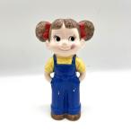  Fujiya Peko-chan копилка керамика производства Showa Retro синий комбинезон царапина . загрязнения есть 