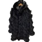  женский высший класс лиса двусторонний меховое пальто SIZE F черный немного царапина . загрязнения есть 