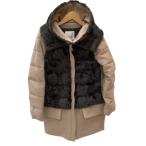 MONCLER モンクレール レディース ダウンコート ダウンジャケット SIZE 1 ラムファー ベージュ やや傷や汚れあり