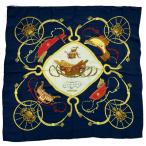 $$ HERMES エルメス カレ90 シルクスカーフ AC101 ネイビー 傷や汚れあり