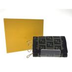 VV FENDI Fendi унисекс Zucca 6 полосный чехол для ключей нейлон × кожа Brown немного царапина . загрязнения есть 