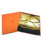 ▼▼ HERMES エルメス シルクスカーフ  カレウォッシュ GRANDE TENUE 馬の礼装 大判 90 ブラック×ホワイト×ゴールド やや傷や汚れあり