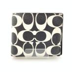 〇〇 COACH コーチ シグネチャー二つ折り財布 カードケース付き CP219 ブラック x ホワイト 傷や汚れあり