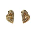 Christian Dior Christian Dior в форме сердечка стразы Gold GP серьги немного царапина . загрязнения есть 