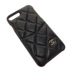 ** CHANEL Chanel matelasse черная икра s gold 19 круиз A83563 черный мобильный кейс iPhone7 8 немного царапина . загрязнения есть 