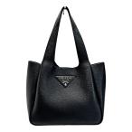 ☆☆ PRADA プラダ ミニトートバッグ 1BA349 ブラック トライアングルレタリングロゴ レザー レディース やや傷や汚れあり