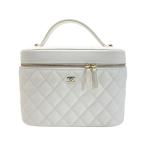 ** CHANEL Chanel здесь Mark matelasse косметичка AP2573 белый черная икра s gold ручная сумочка заметная царапина . загрязнения нет 