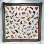 ☆☆ Salvatore Ferragamo サルヴァトーレフェラガモ スカーフ パンプス×サンダル柄 カーキ×アイボリー 服飾雑貨 やや傷や汚れあり