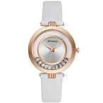 RORIOS 腕時計 女の子 キラキラ クリスタル 可愛い 本革 防水 ファッション 丸い 時計 レディース クォーツ アナログ表示 ベルト