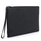 中古良品 BOTTEGA VENETA ボッテガ・ヴェネタ クラッチバッグ イントレチャート メンズ ブラック
