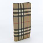 中古 BURBERRY バーバリーチェック 長財布 ベージュ ランクAB us-2