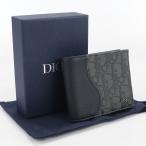 ショッピングdior 中古美品 DIOR ディオール 二折財布 2ADBC306YKS 2つ折りウォレット サドル メンズ カーキ