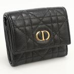 ショッピングdior 中古良品 DIOR ディオール 三つ折り財布 ディオールカロ レディース ブラック