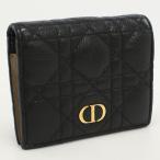 中古良品 DIOR ディオール 二折財布 二つ折り ウォレット ディオール カロ レディース ブラック