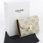 中古美品 CELINE セリーヌ 三つ折り財布 10D782CQH スモール フラップウォレット レディース ベージュ