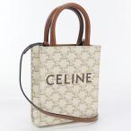 中古良品 CELINE セリーヌ ハンドバッグ ミニ バーティカル カバ トリオンフキャンバス レディース ホワイト