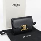 中古良品 CELINE セリーヌ 三折財布 10I65 3DPV 38NO コンパクトウォレット トリオンフ レディース ブラック