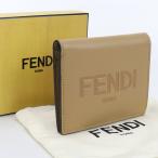 中古美品 FENDI フェンディ 二つ折り財布 8M0468  レディース ベージュ