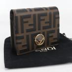 中古美品 FENDI フェンディ 二つ折り財布 8M0420 スモール ウォレット エフ イズ フェンディ レディース ブラ