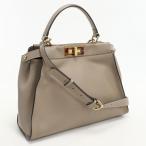 中古良品 FENDI フェンディ ハンドバッグ 8BN290 2WAY ピーカブー レディース グレー