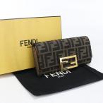中古良品 FENDI フェンディ 長財布二折 8M0251 A98P コンチネンタル財布 バゲット レディース ブラウン