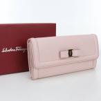中古・未使用 FERRAGAMO フェラガモ 長財布二折 22 D154 ヴァラリボン レディース ピンク