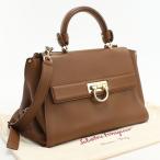 中古良品 FERRAGAMO フェラガモ ハンドバッグ 21 F606 2WAY ガンチーニ レディース ブラウン