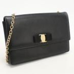 中古良品 FERRAGAMO フェラガモ ショルダーバッグ 21 E480 チェーン レディース ブラック