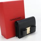 中古・未使用 FERRAGAMO フェラガモ 二つ折り財布 22 D515 ヴァラ レディース ブラック