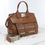 中古良品 FERRAGAMO フェラガモ トートバッグ 21 H900 2WAY ガンチーニ レディース ブラウン