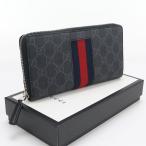 中古良品 GUCCI グッチ 長財布ラウンドファスナー ジップアラウンドウォレット GGスプリーム ニューウェブ