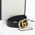 中古良品 GUCCI グッチ ベルト 414516 AP00T 1000 スリムベルト ダブルG レディース ブラック
