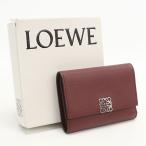ショッピングロエベ 中古良品 LOEWE ロエベ 三つ折り財布 アナグラム レディース ワインレッド