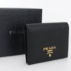 中古良品 PRADA プラダ 二折財布  ユニセックス ブラック