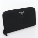 中古良品 PRADA プラダ 長財布ラウンドファスナー 1ML506 ジップアラウンド トライアングル レディース ブラ