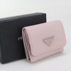 中古・未使用 PRADA プラダ 三折財布 サフィアーノトライアングル財布 レディース ピンク